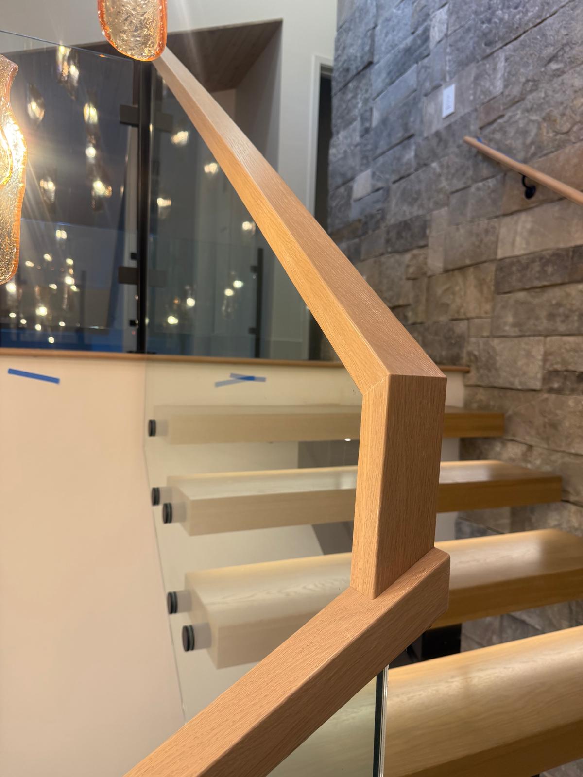 Custom stair railing post detail